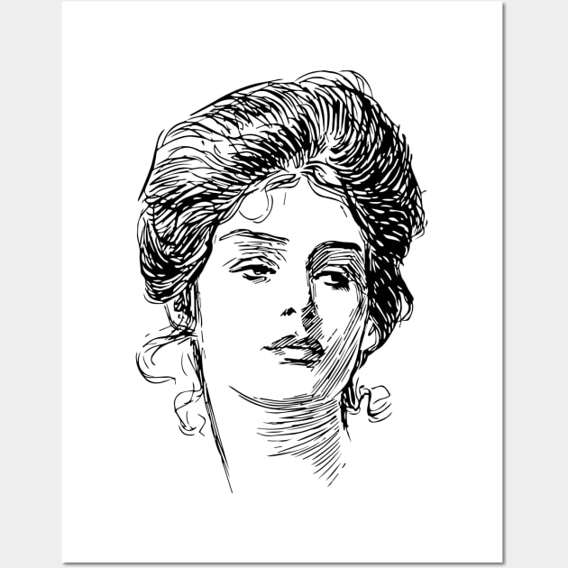 Gibson Girl Portrait Wall Art by banditotees